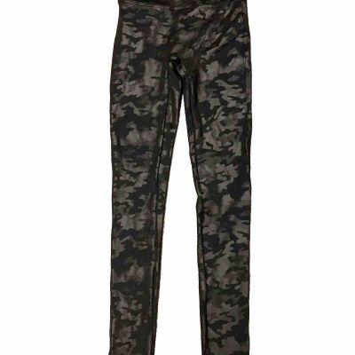 SPANX Faux Leather Matte Black Camo High-Rise Shaping Leggings XS